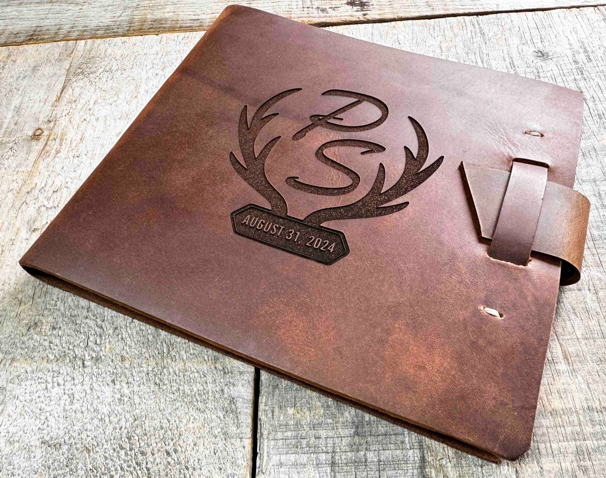 Guest Registry Memorial Book Leather Engraved Memories Made Custom