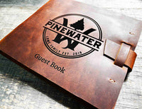 Large Guest Registry, Flap-tie Premium Leather Engraved Memories Made Custom