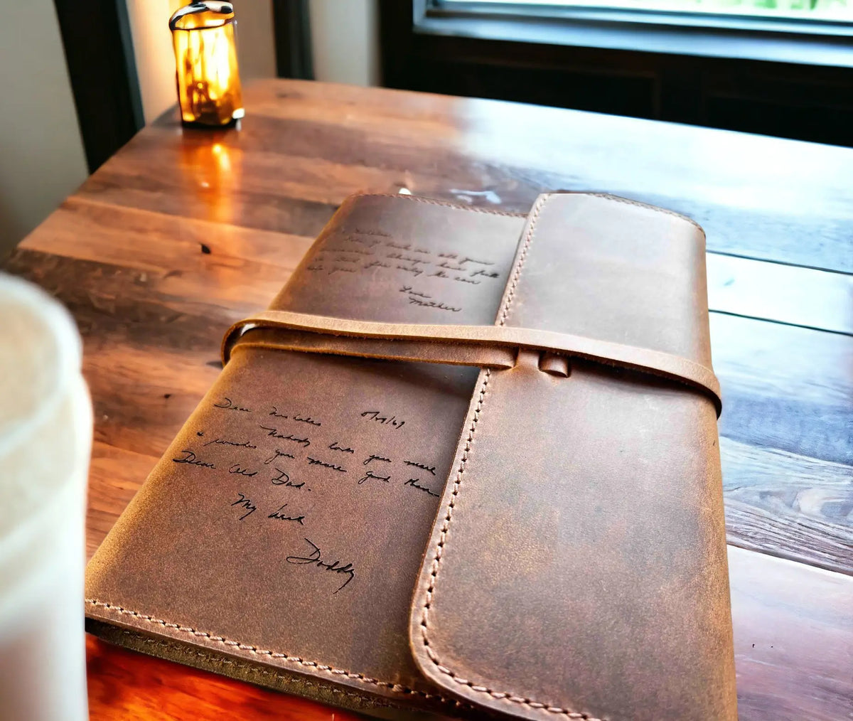 Handwriting Engraved Leather Journal Memories Made Custom