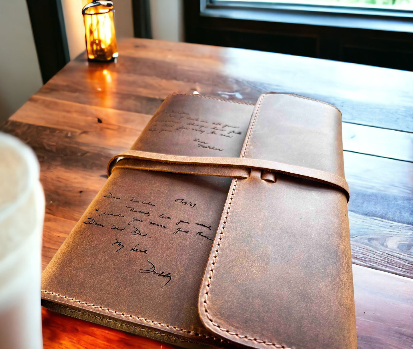 Handwriting Engraved Leather Journal