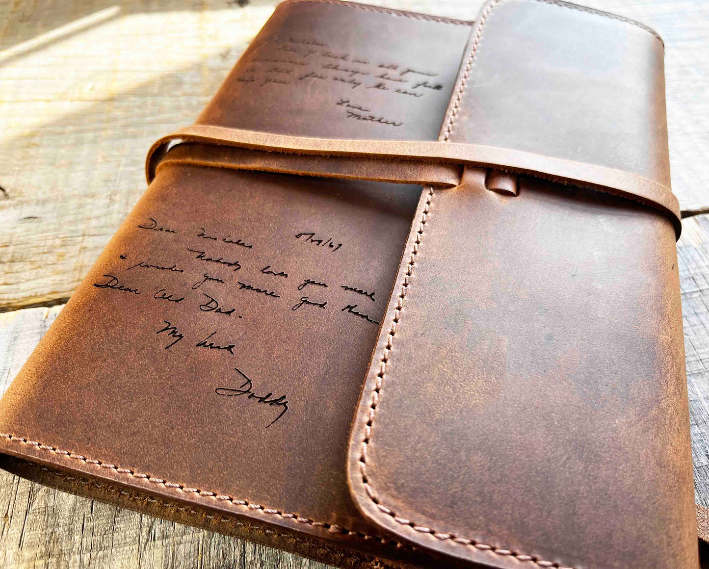 Handwriting Engraved Leather Journal