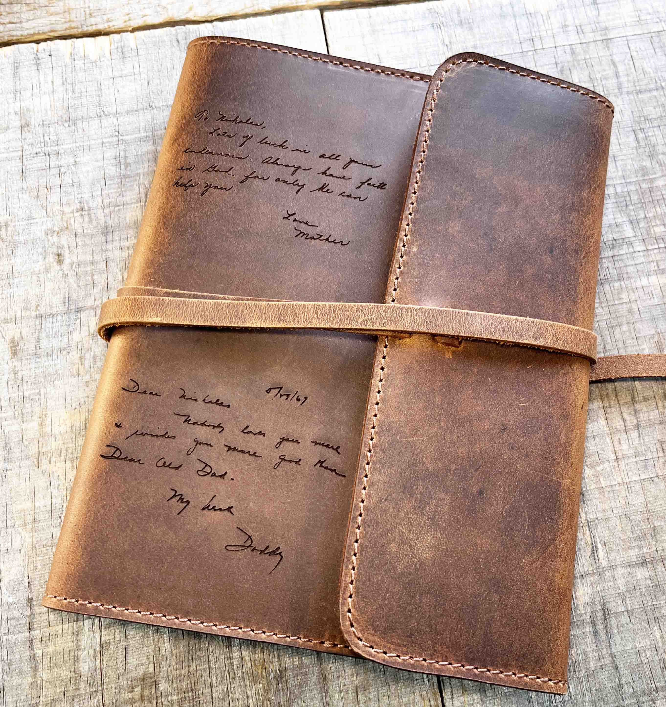 Handwriting Engraved Leather Journal