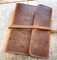 Handwriting Engraved Leather Journal Memories Made Custom