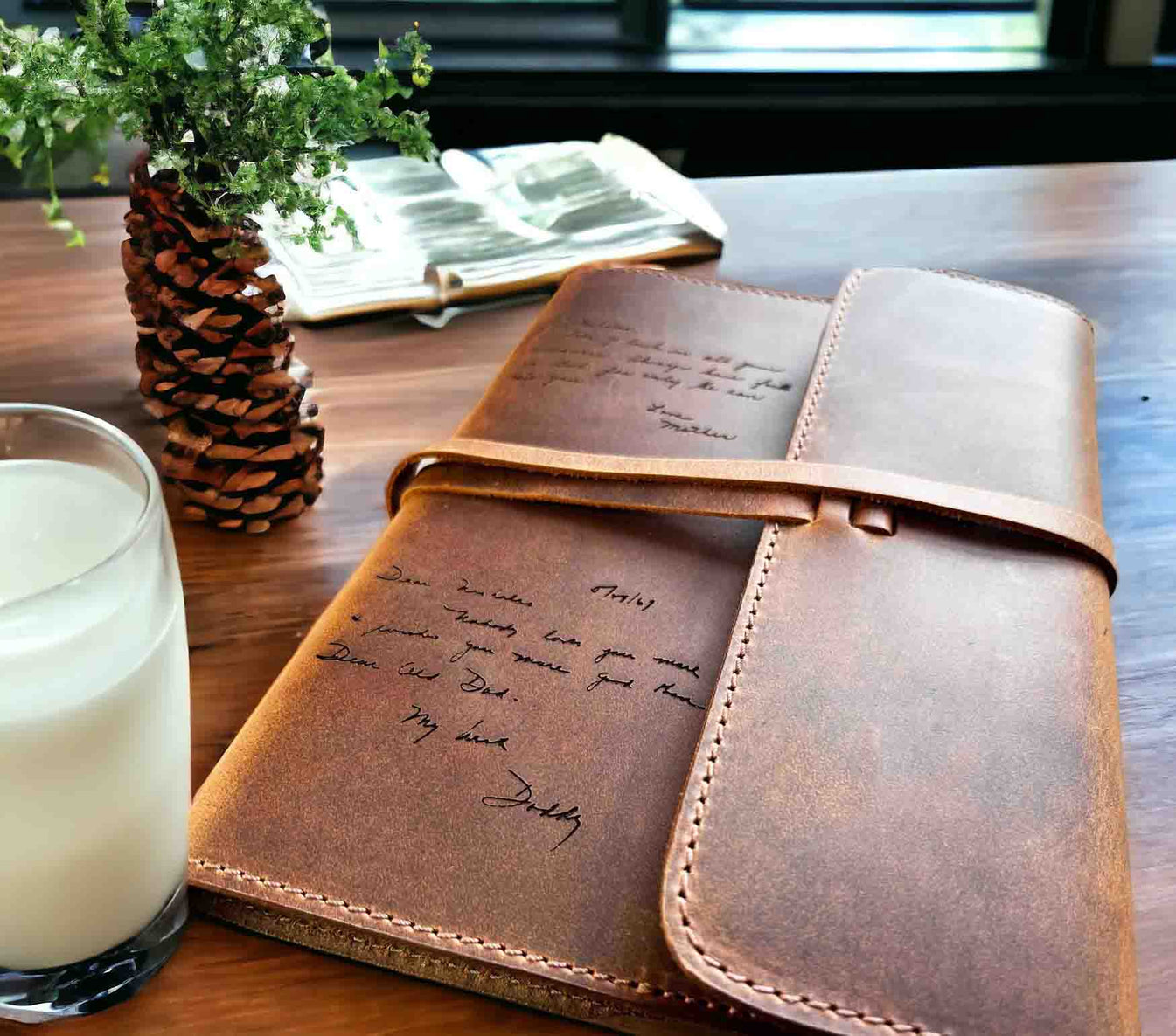 Handwriting Engraved Leather Journal Memories Made Custom