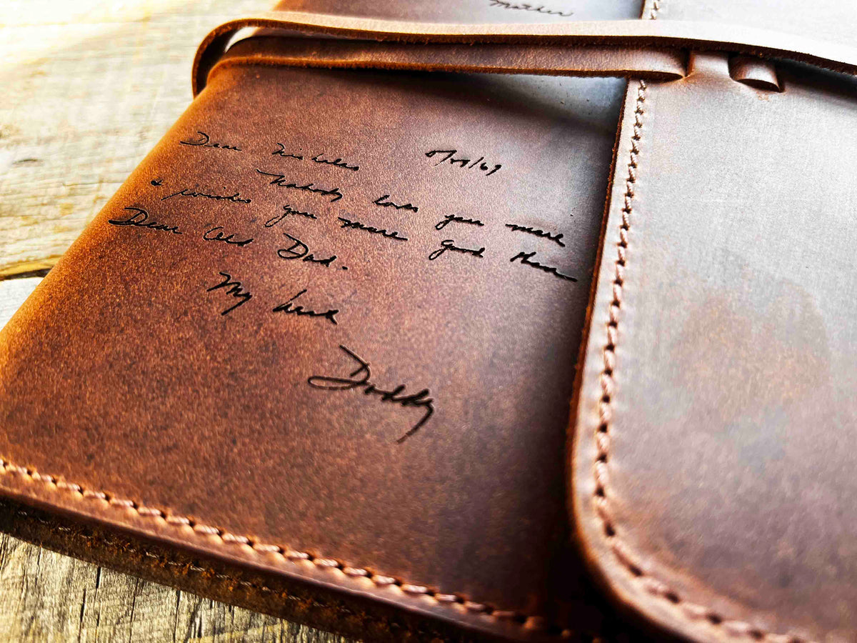 Handwriting Engraved Leather Journal Memories Made Custom