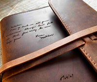 Handwriting Engraved Leather Journal Memories Made Custom