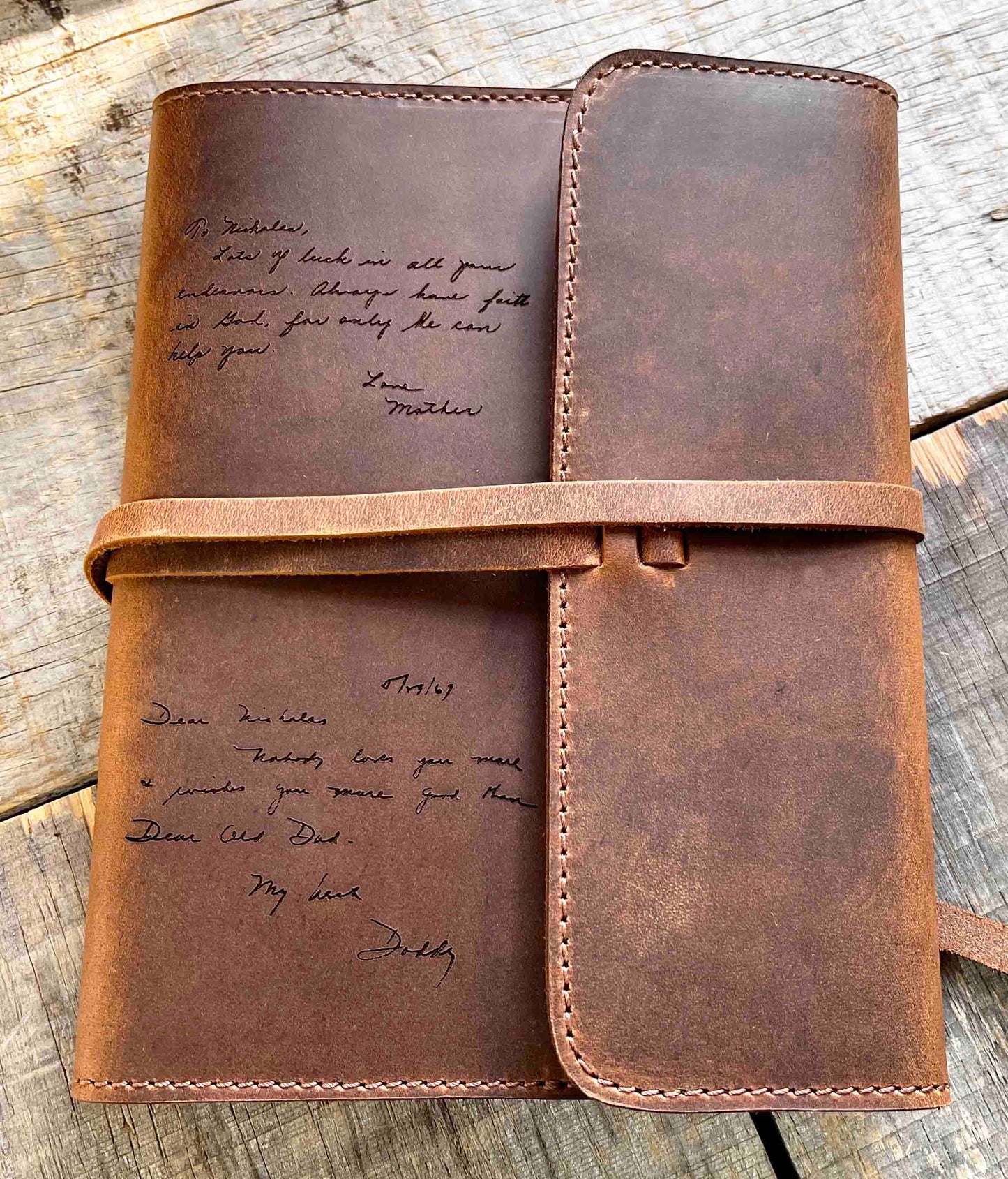 Handwriting Engraved Leather Journal