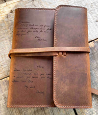 Handwriting Engraved Leather Journal Memories Made Custom