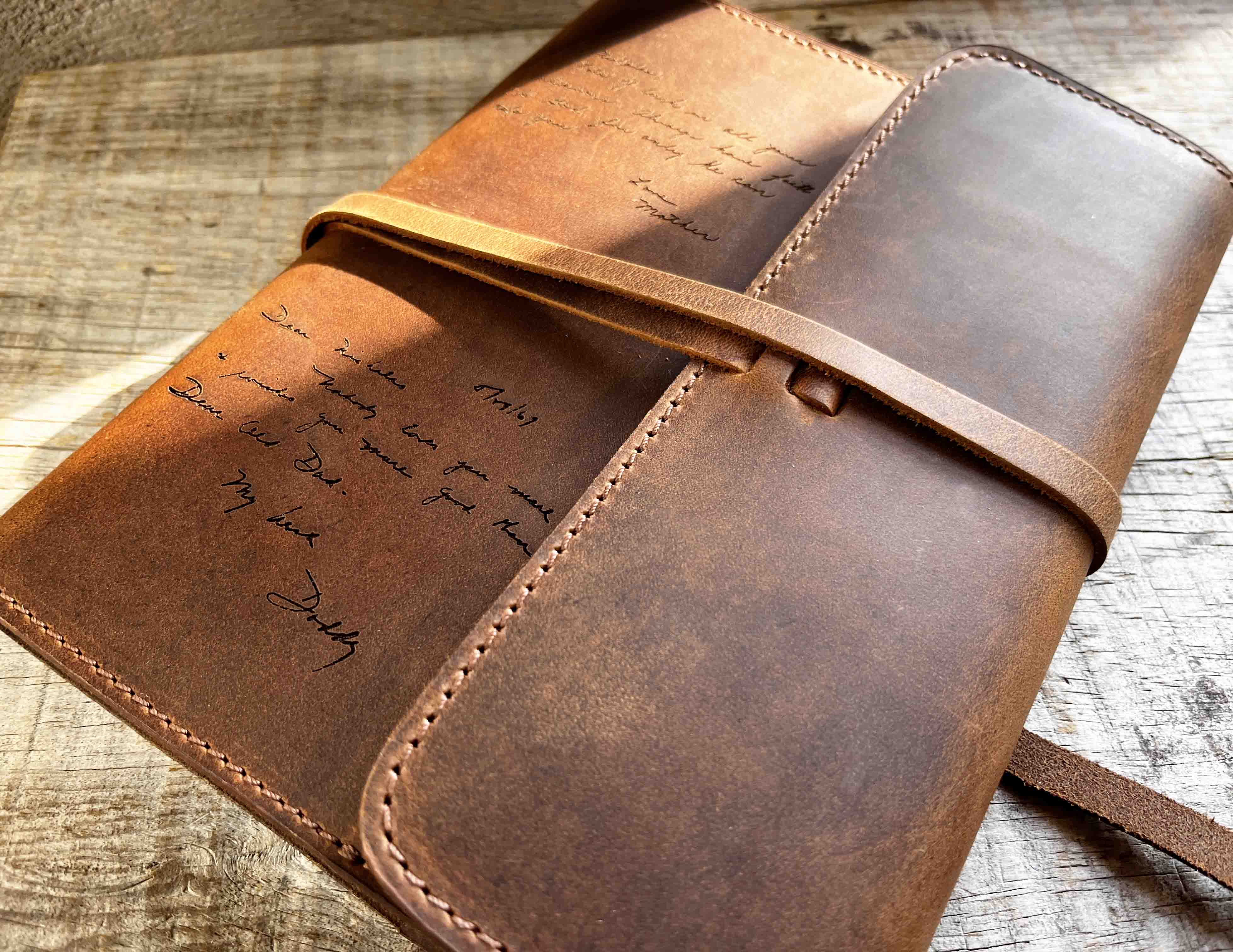 Handwriting Engraved Leather Journal