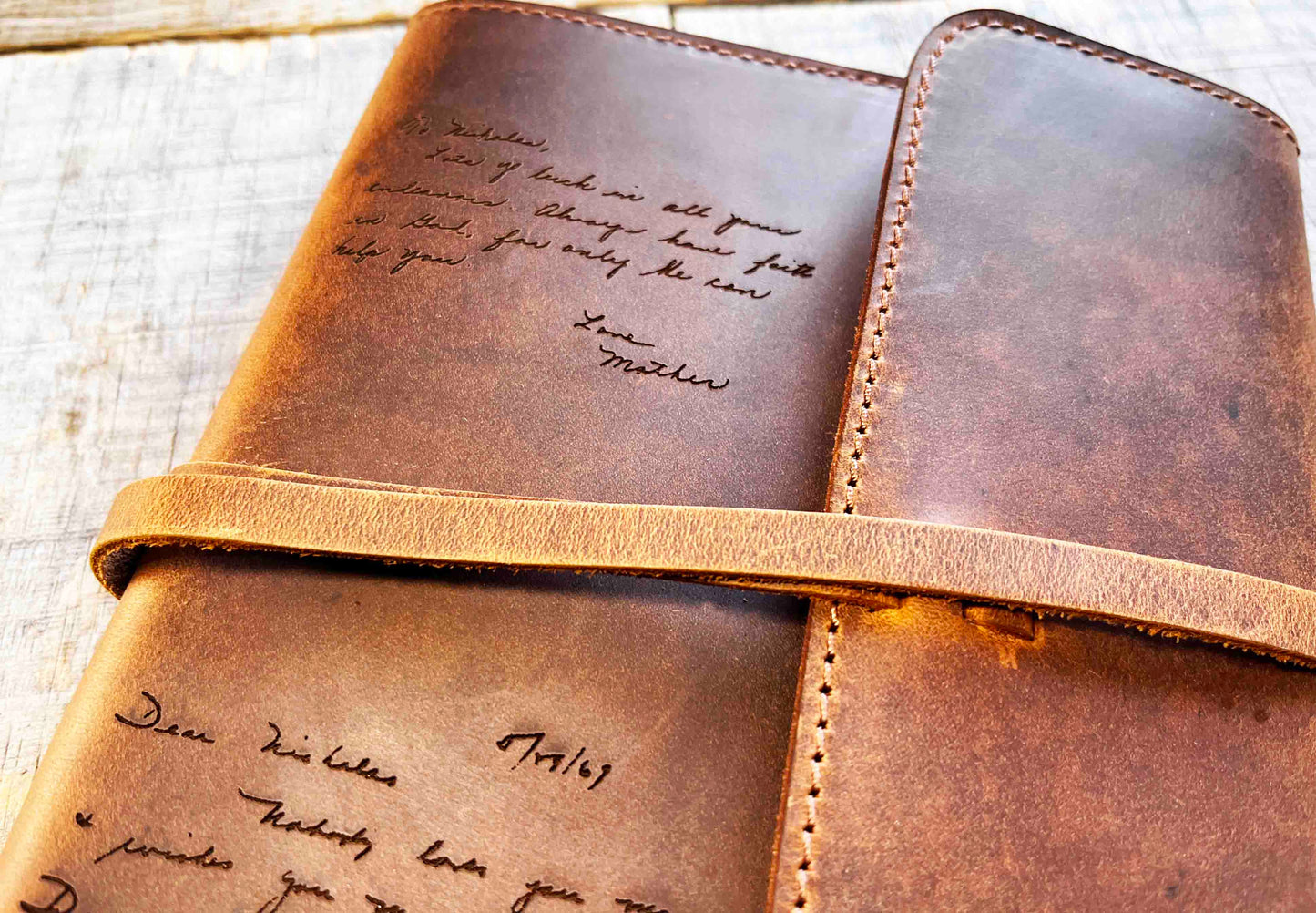 Handwriting Engraved Leather Journal