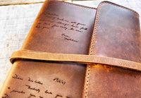 Handwriting Engraved Leather Journal Memories Made Custom