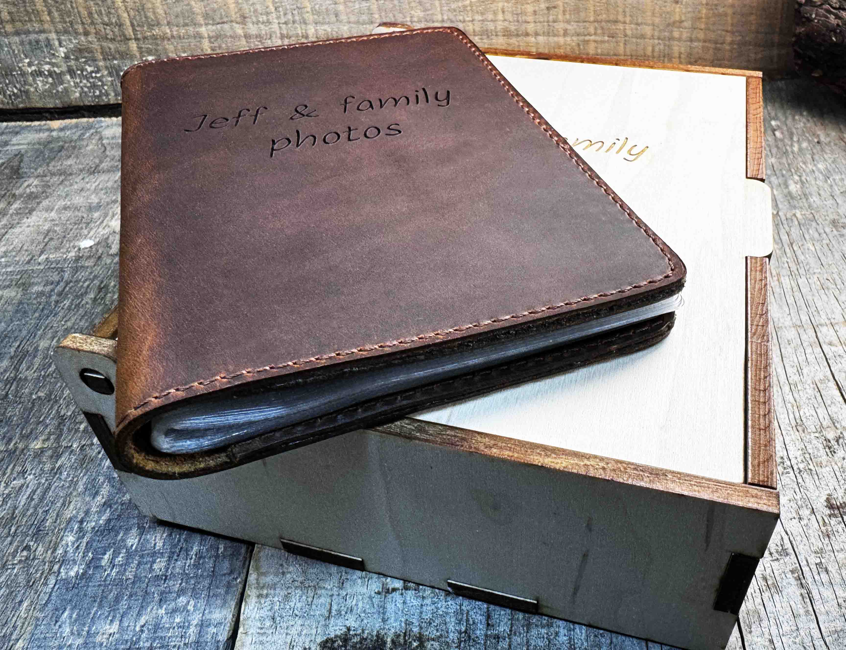 4x6 Leather Photo Album, Premium Leather Engraved