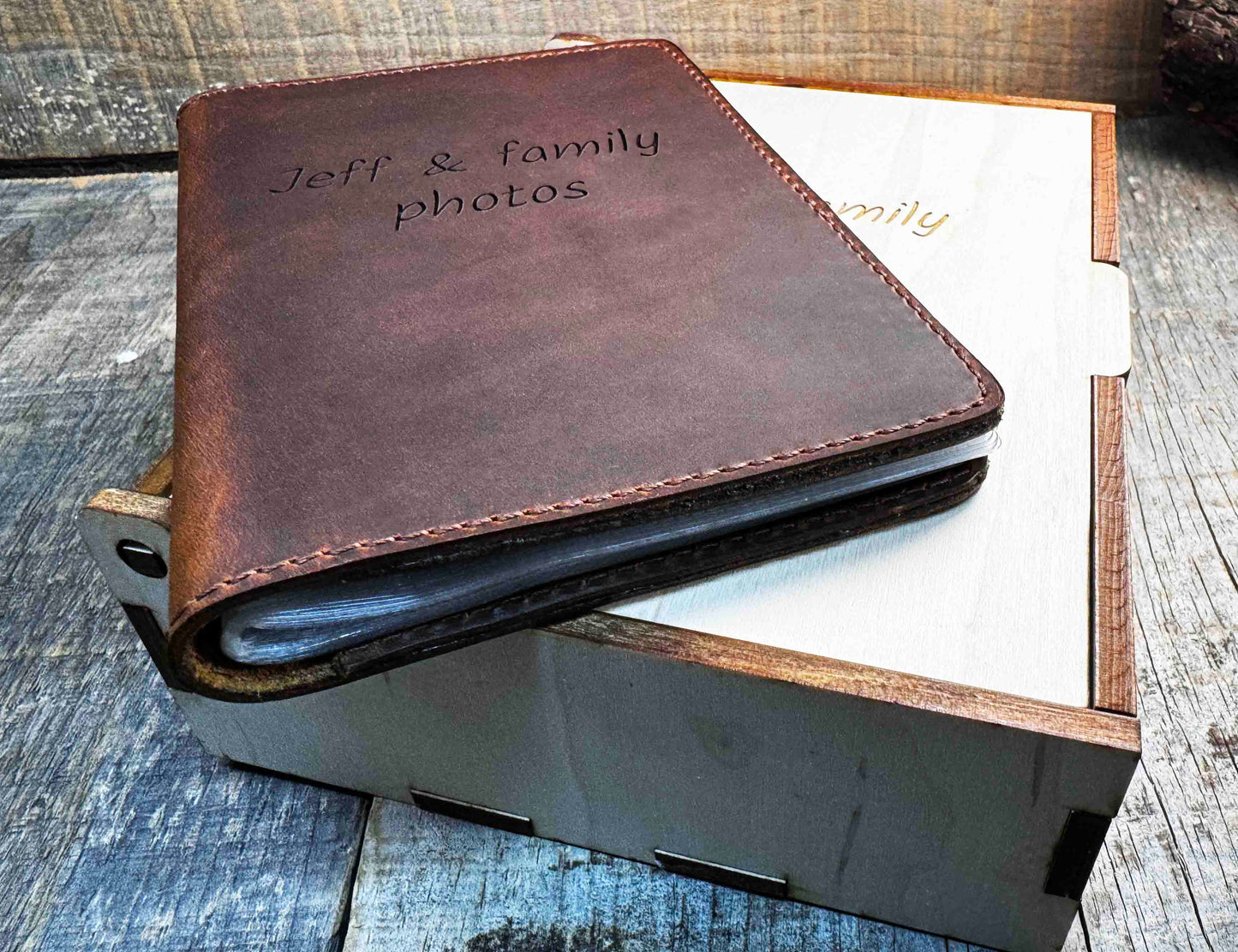 4x6 Leather Photo Album, Premium Leather Engraved