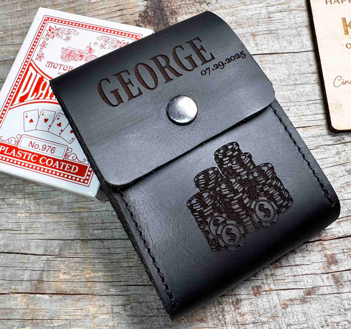 Custom Engraved Leather Playing Card Case Memories Made Custom