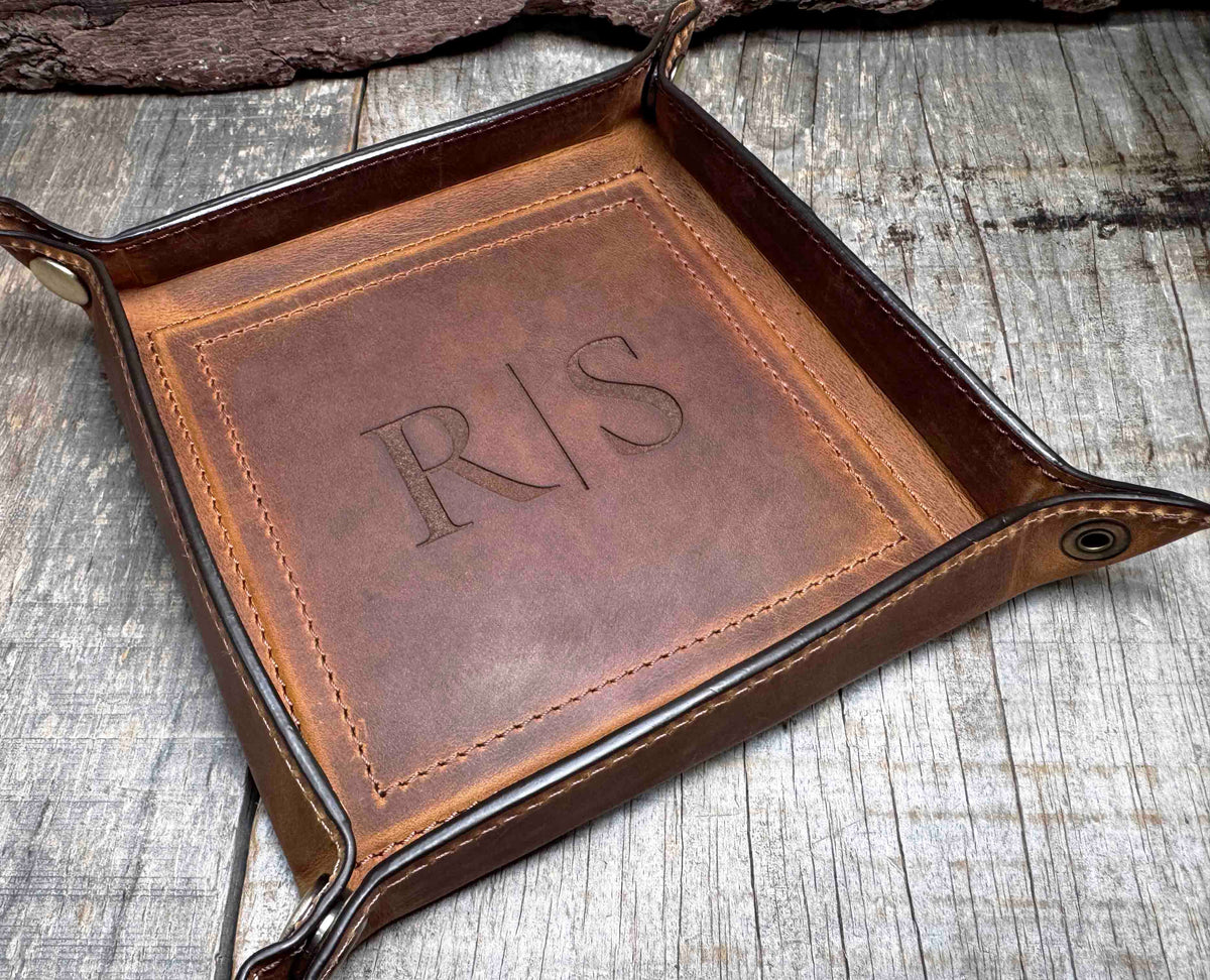 Leather Valet Catch All Tray & Desk Organizer Memories Made Custom