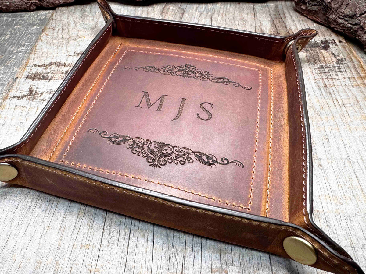Leather Valet Catch All Tray & Desk Organizer Memories Made Custom