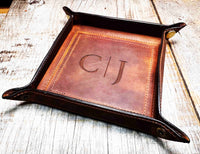 Leather Valet Catch All Tray & Desk Organizer Memories Made Custom