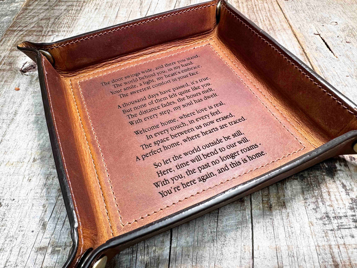 Leather Valet Catch All Tray & Desk Organizer Memories Made Custom