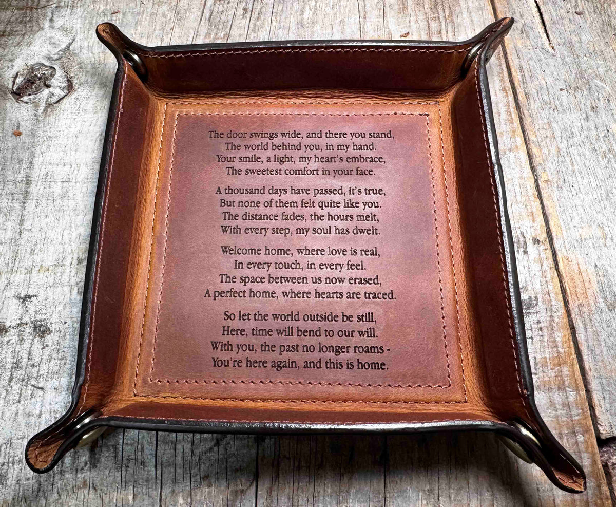 Leather Valet Catch All Tray & Desk Organizer Memories Made Custom