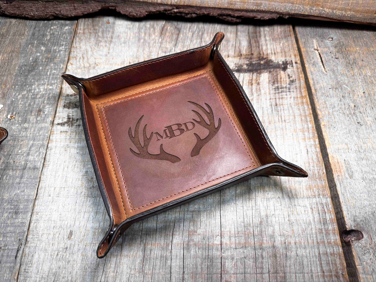 Leather Valet Catch All Tray & Desk Organizer Memories Made Custom