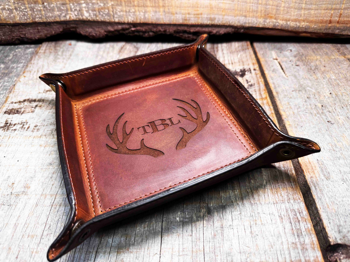 Leather Valet Catch All Tray & Desk Organizer Memories Made Custom