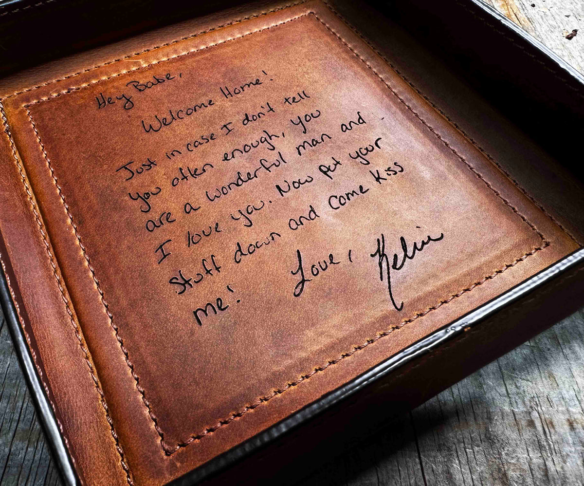 Leather Valet Catch All Tray & Desk Organizer Memories Made Custom