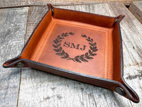 Leather Valet Catch All Tray & Desk Organizer Memories Made Custom