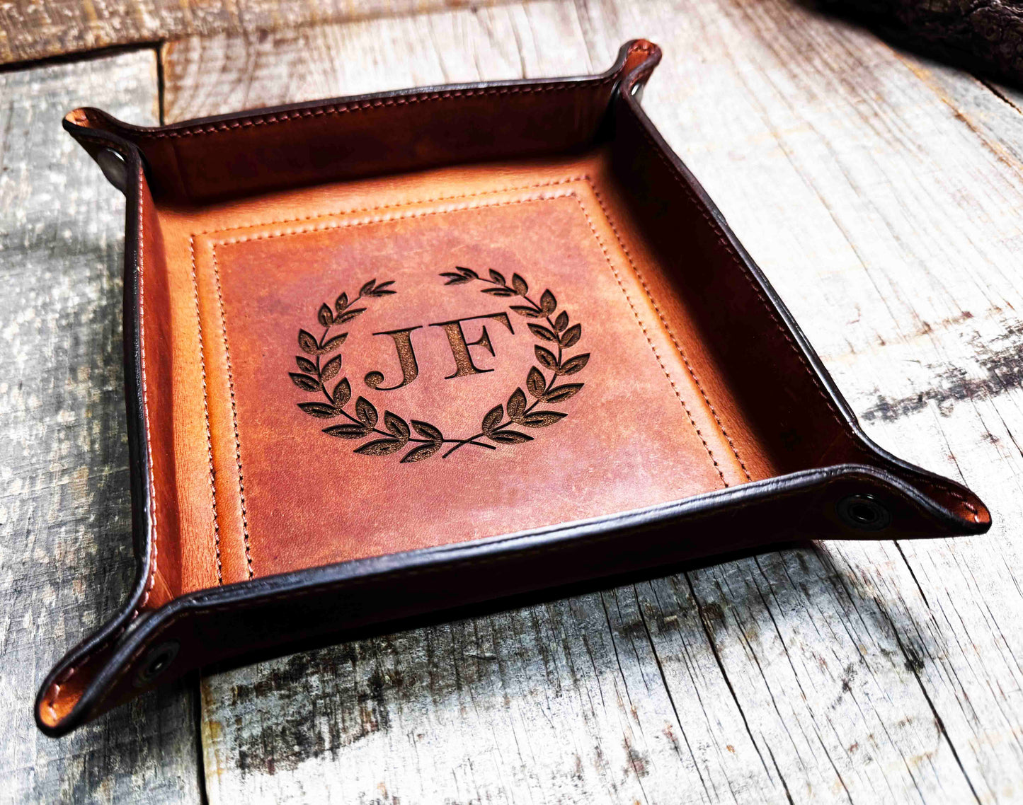 Leather Valet Catch All Tray & Desk Organizer