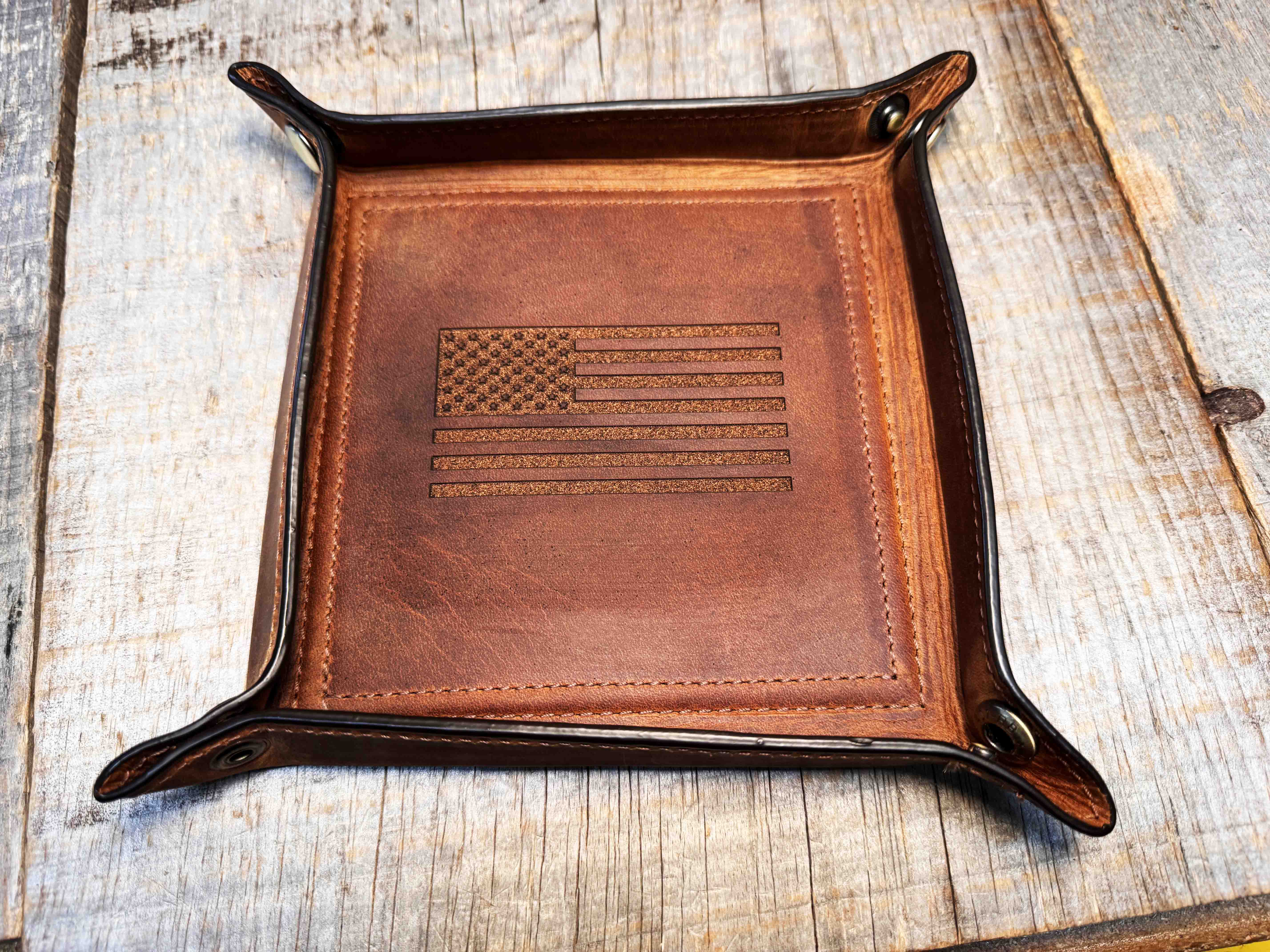 Leather Valet Catch All Tray & Desk Organizer Memories Made Custom