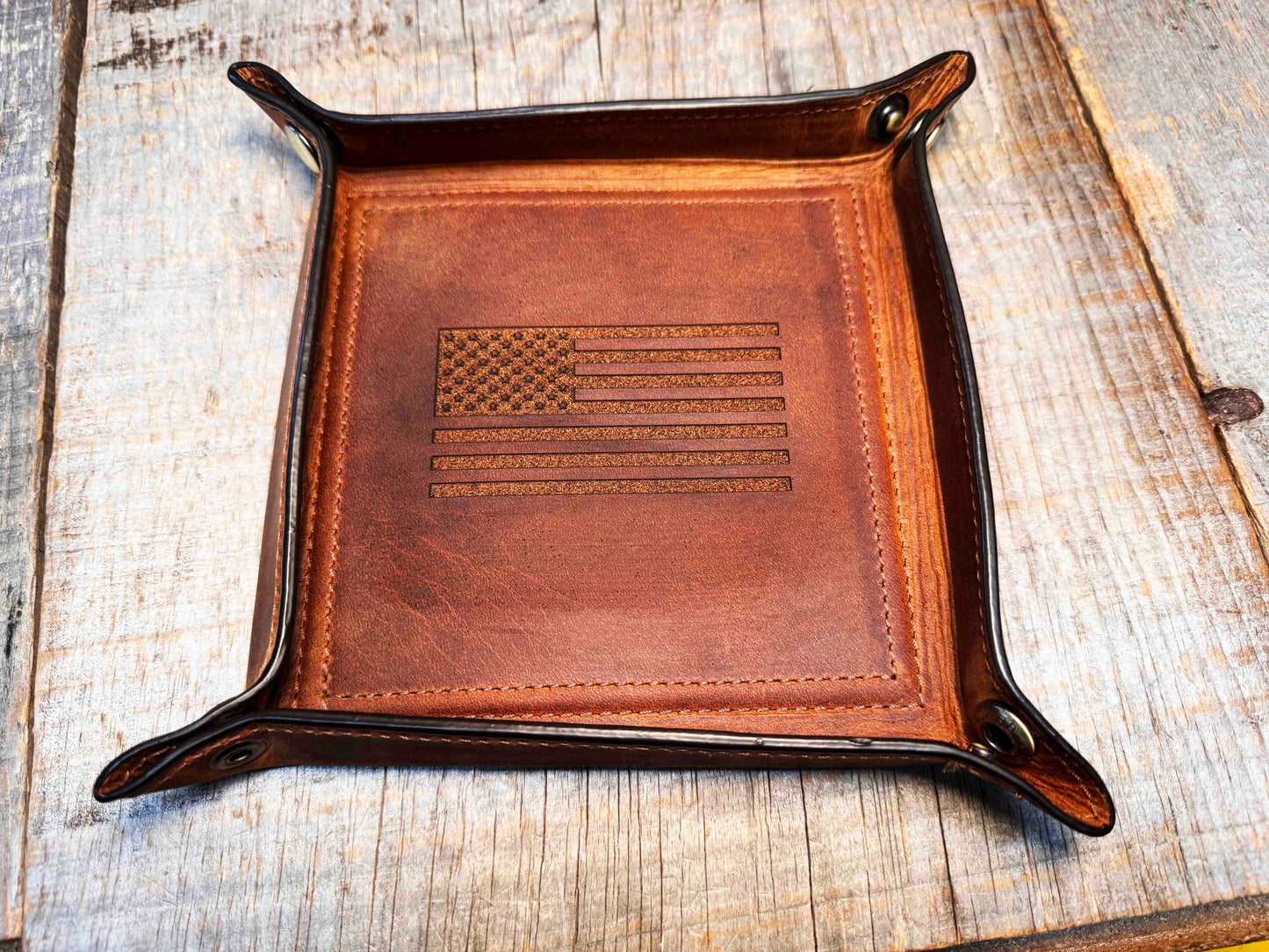 Leather Valet Catch All Tray & Desk Organizer Memories Made Custom