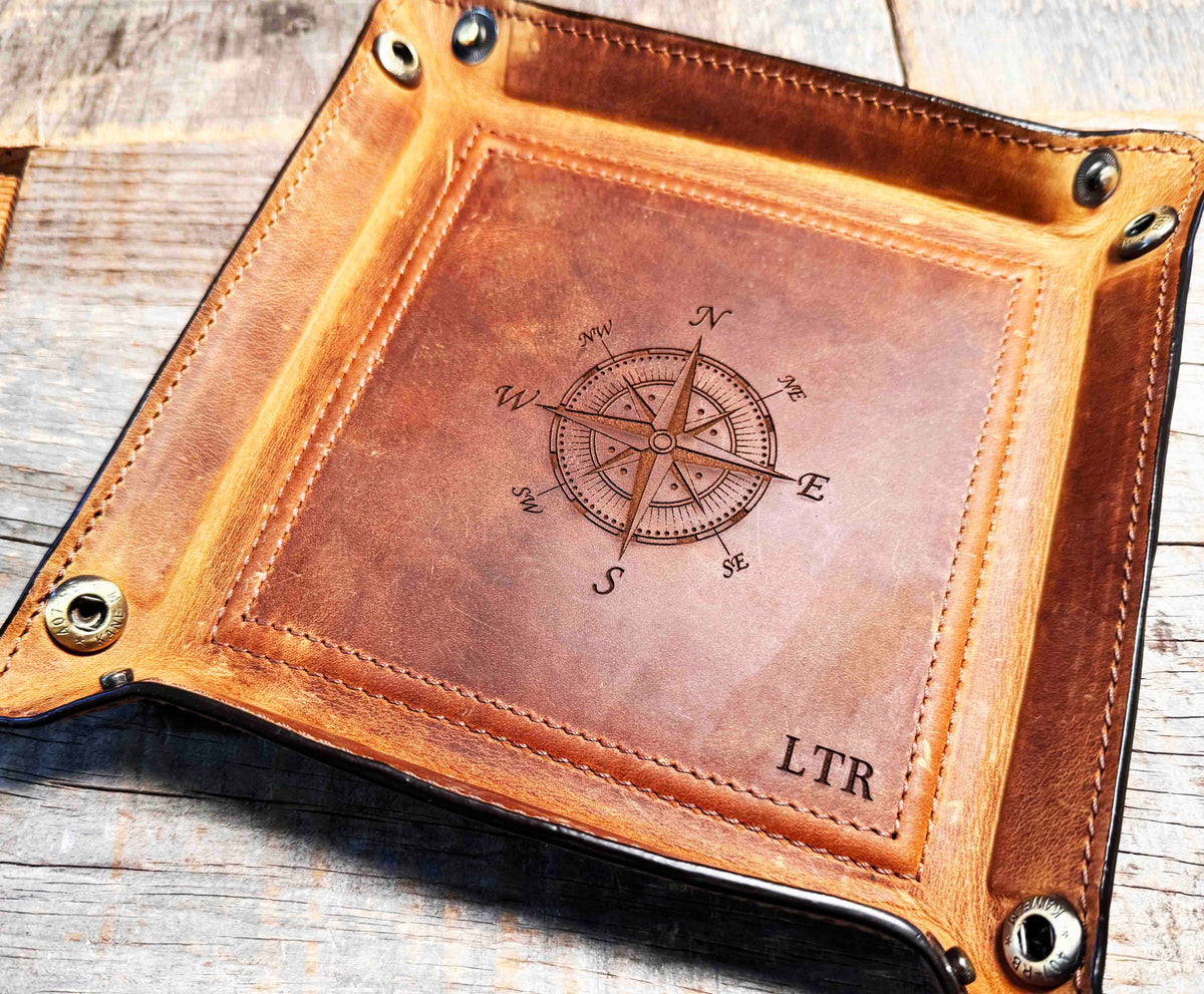 Leather Valet Catch All Tray & Desk Organizer Memories Made Custom