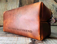 Dopp-kit / Travel carryall / Toiletry Bag for accessories - Premium Leather - Memories Made Custom
