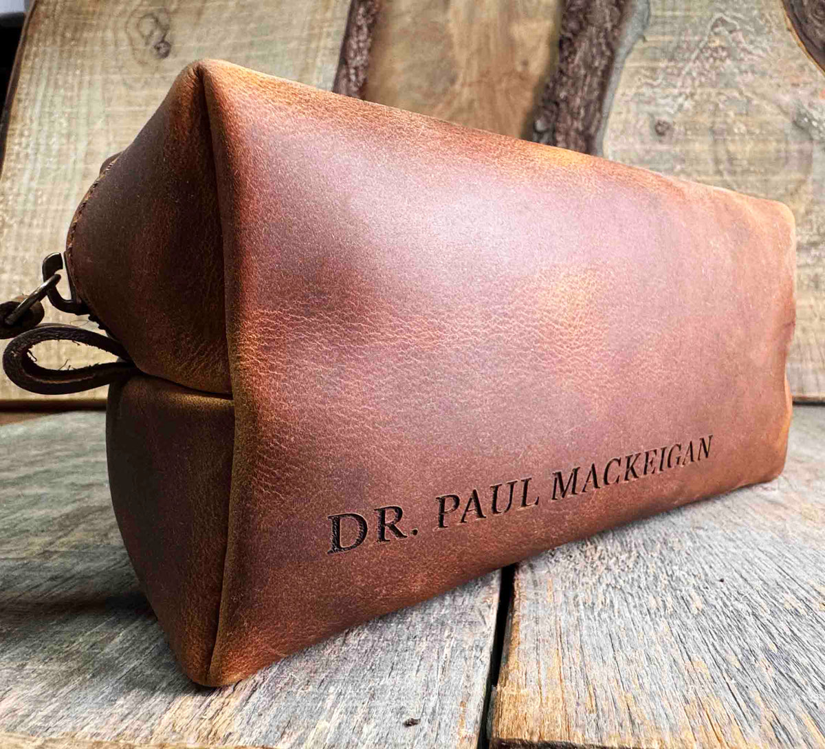 Dopp-kit / Travel carryall / Toiletry Bag for accessories - Premium Leather - Memories Made Custom