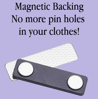 Magnetic strip with text on a purple background