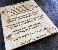 Recipe Engraved MINI WOOD CUTTING BOARD WITH ROUNDED CORNERS AND EDGES 7" X 8" X ¾" Memories Made Custom