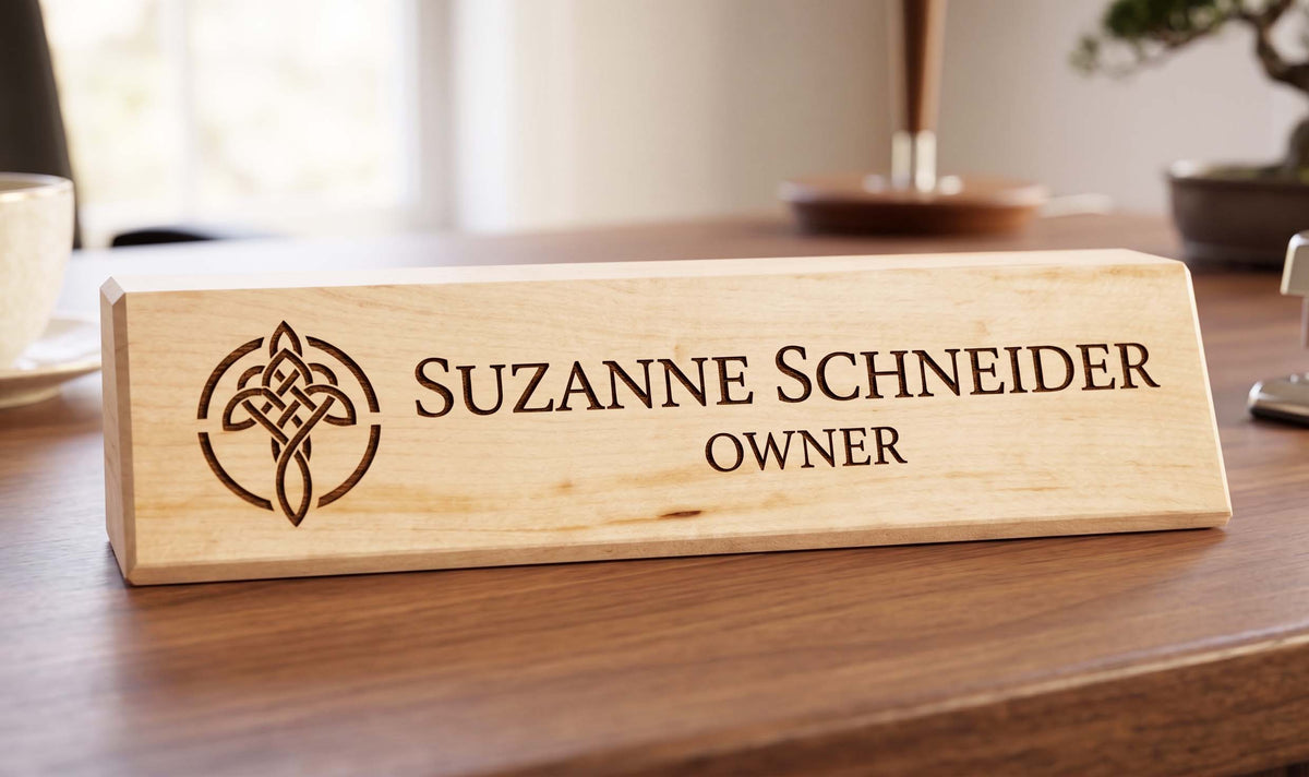 Custom Maple Wood Desk Signs | Personalized Professionalism | Made in Canada