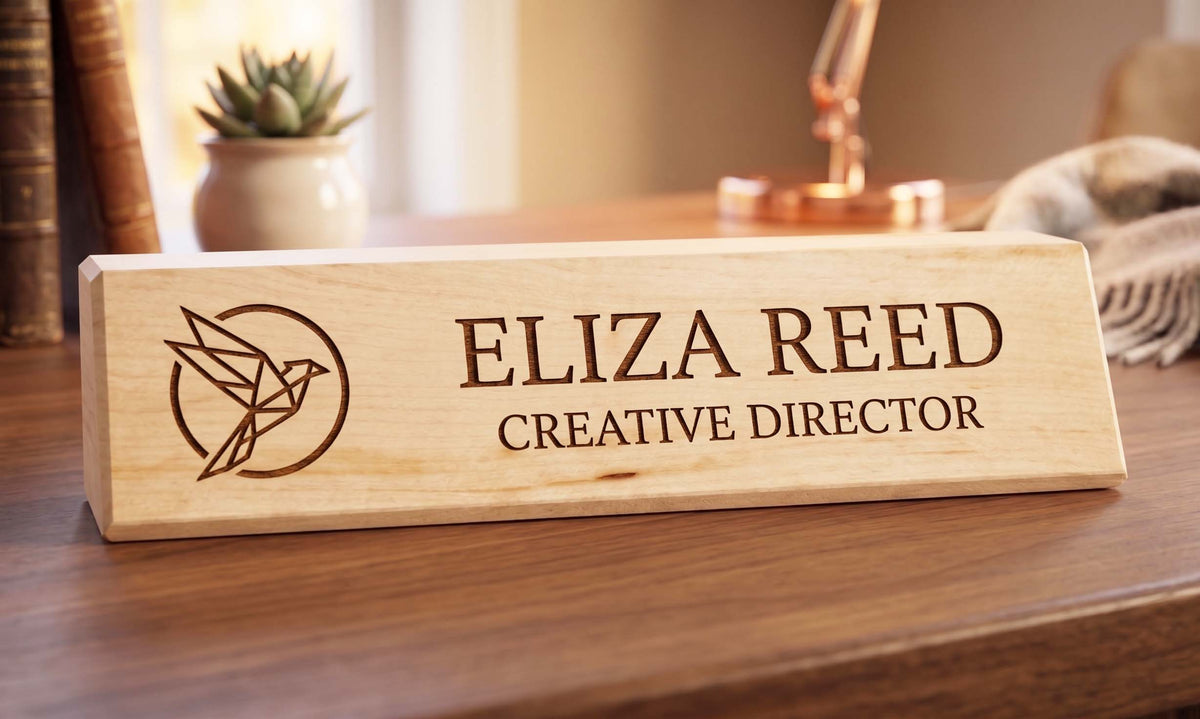 Custom Maple Wood Desk Signs | Personalized Professionalism | Made in Canada