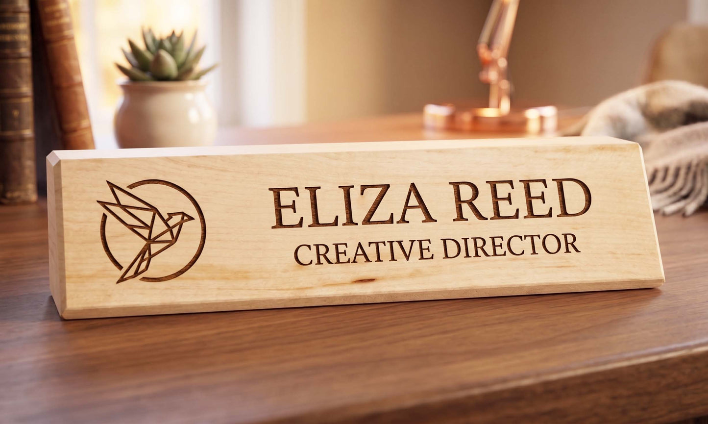 Custom Maple Wood Desk Signs | Personalized Professionalism | Made in Canada