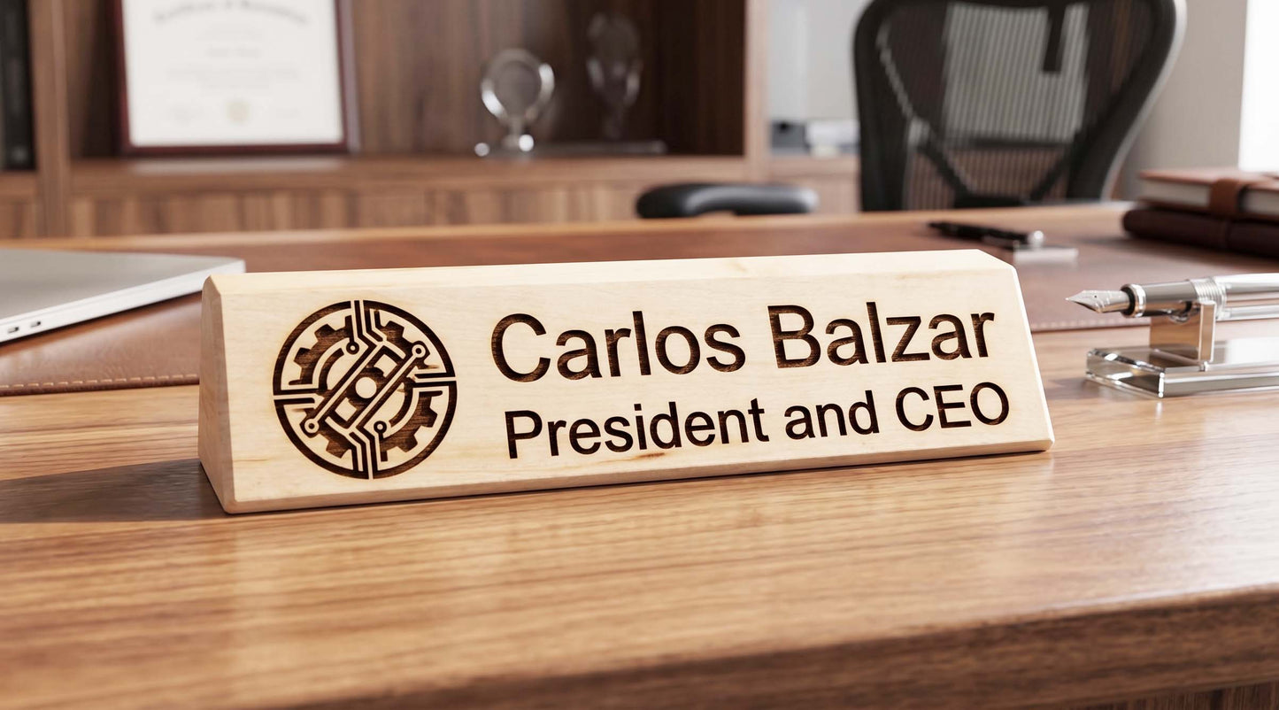 Custom Maple Wood Desk Signs | Personalized Professionalism | Made in Canada