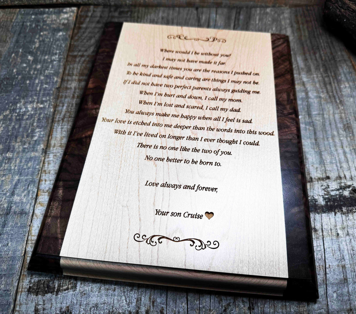 Maple and Walnut Custom Engraved Plaque Memories Made Custom