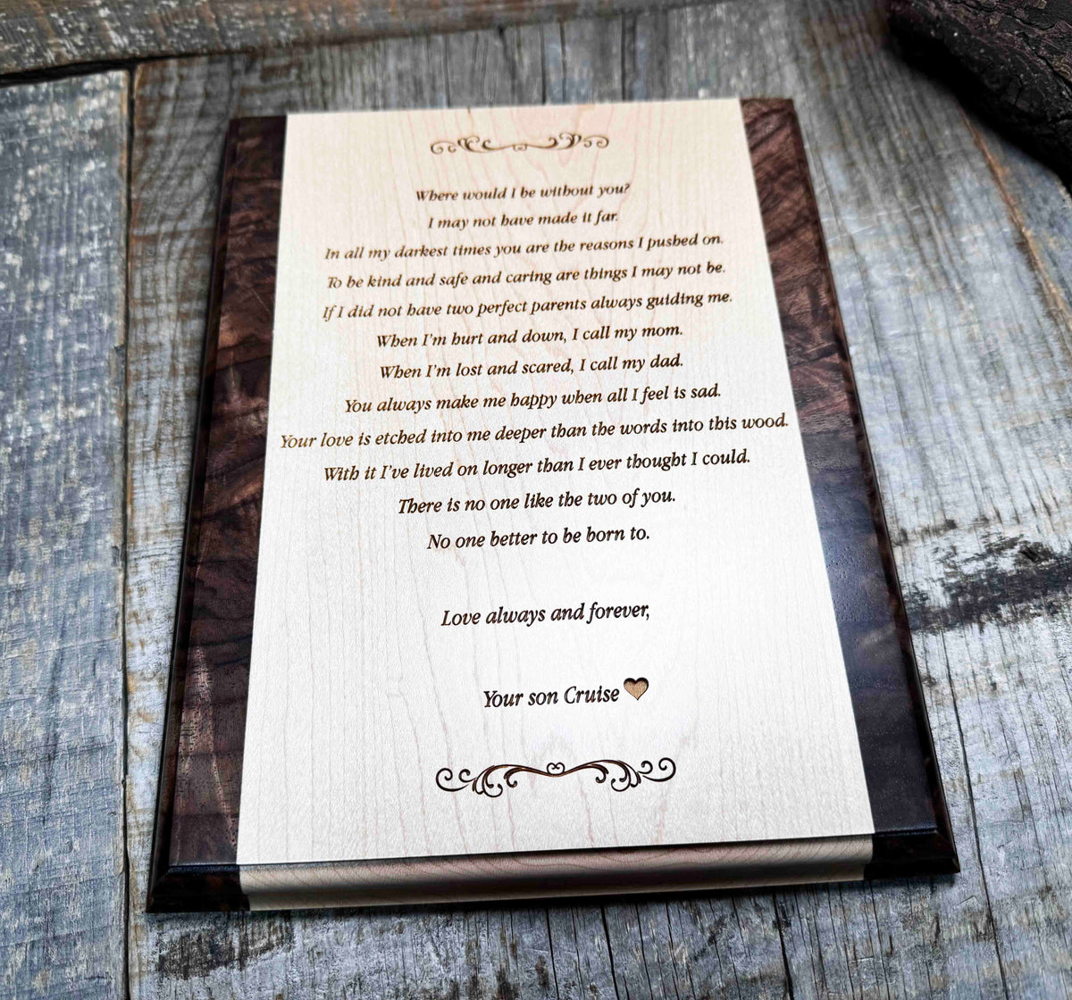 Maple and Walnut Custom Engraved Plaque Memories Made Custom
