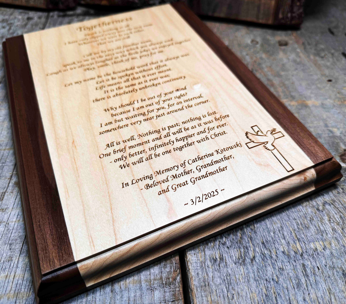 Maple and Walnut Custom Engraved Plaque Memories Made Custom