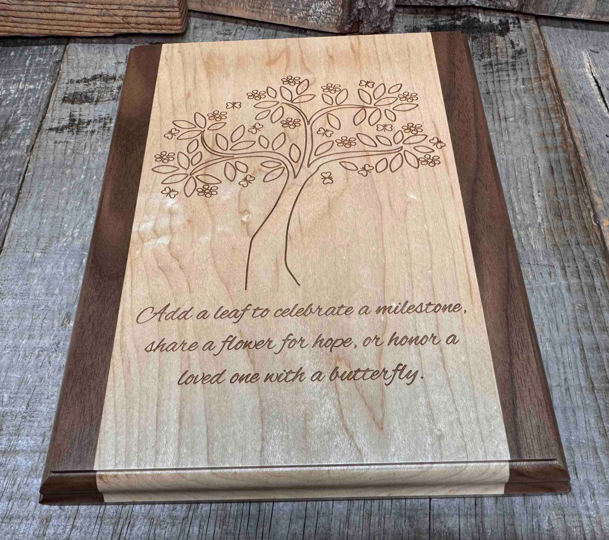 Maple and Walnut Custom Engraved Plaque Memories Made Custom