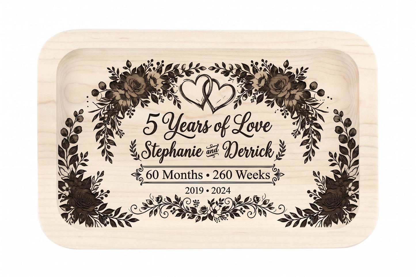 Custom Wooden Catch-All Tray | 5th Anniversary Wood Gift
