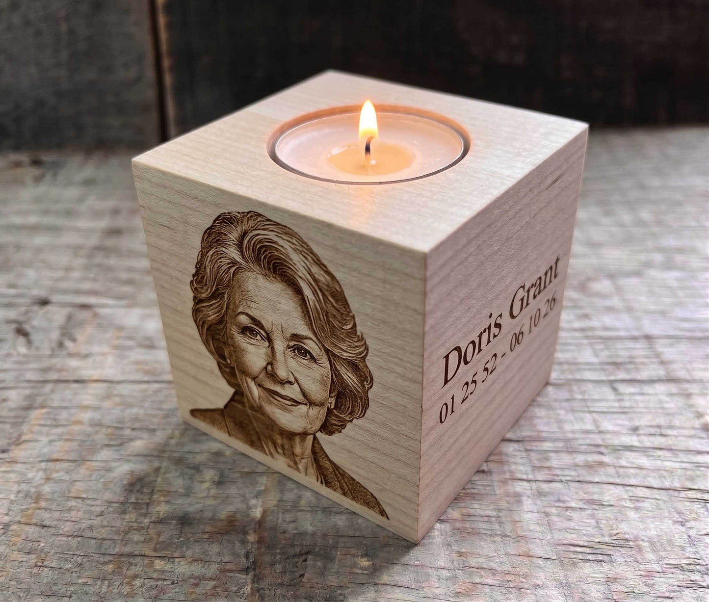 Celebration of Life: Custom Engraved Canadian Maple Memorial Block Gift Set