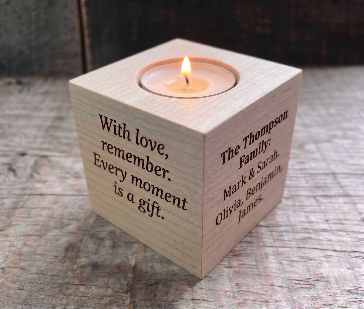 Celebration of Life: Custom Engraved Canadian Maple Memorial Block Gift Set