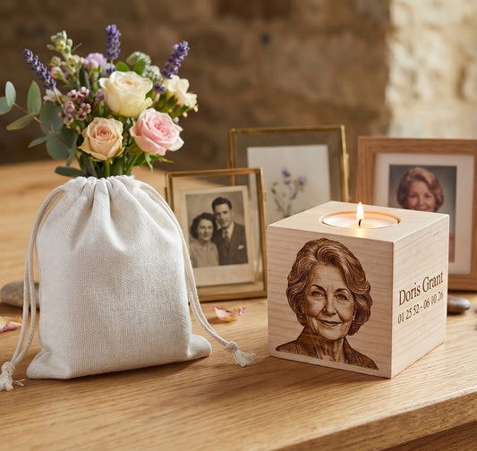 Celebration of Life: Custom Engraved Canadian Maple Memorial Block Gift Set