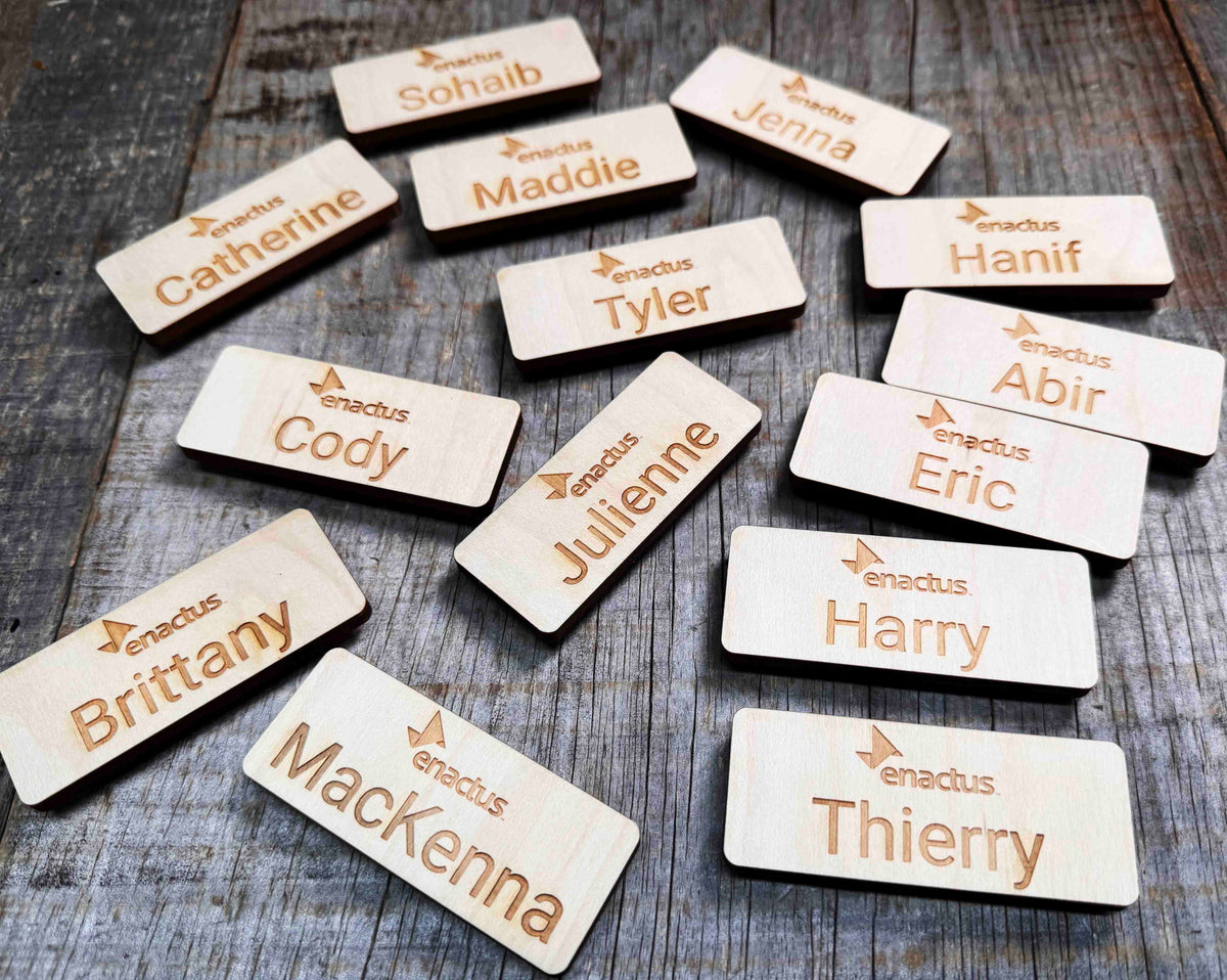 Wooden Magnetic Name Badge - Memories Made Custom
