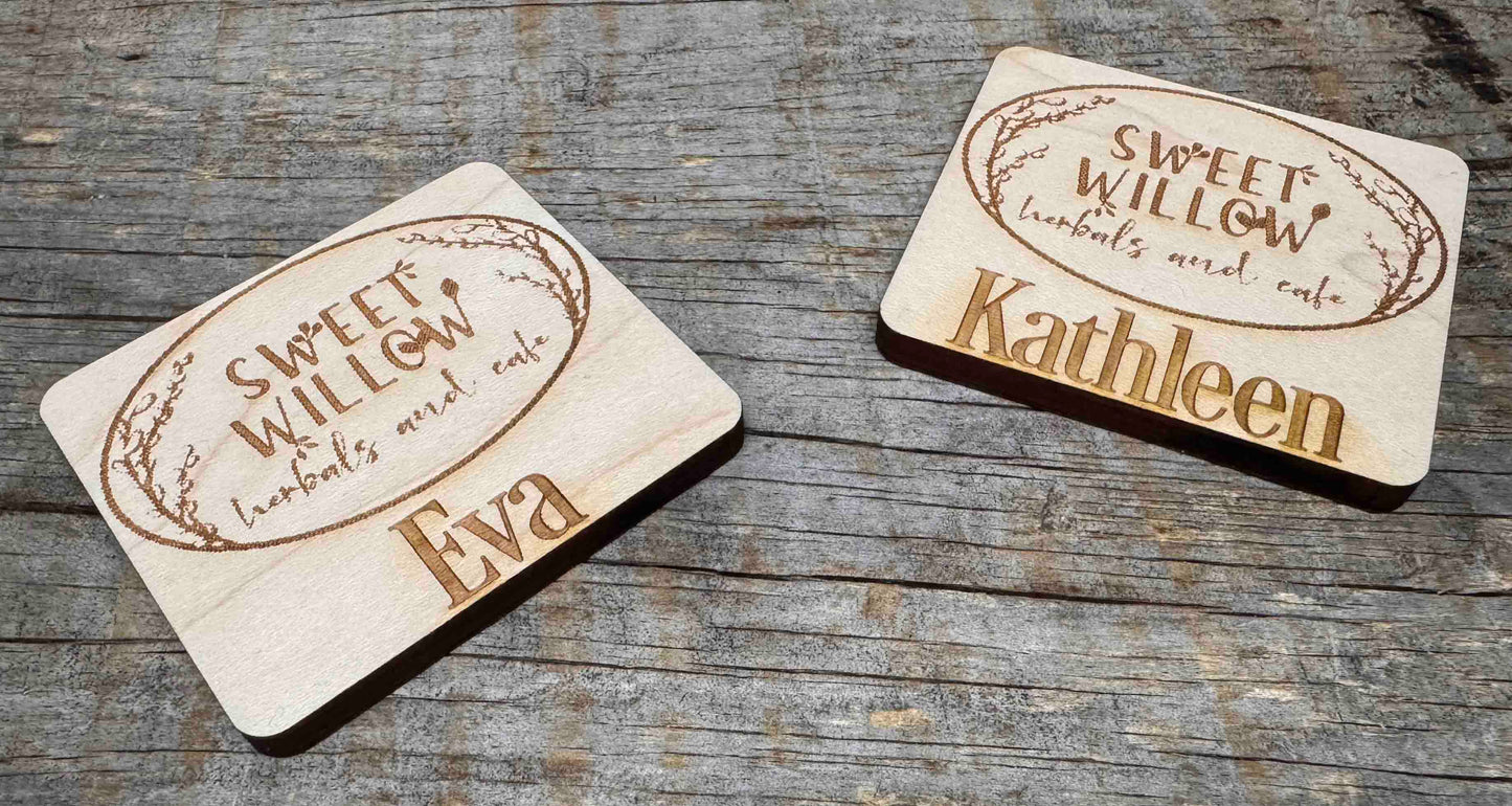 Wooden Magnetic Name Badge - Memories Made Custom