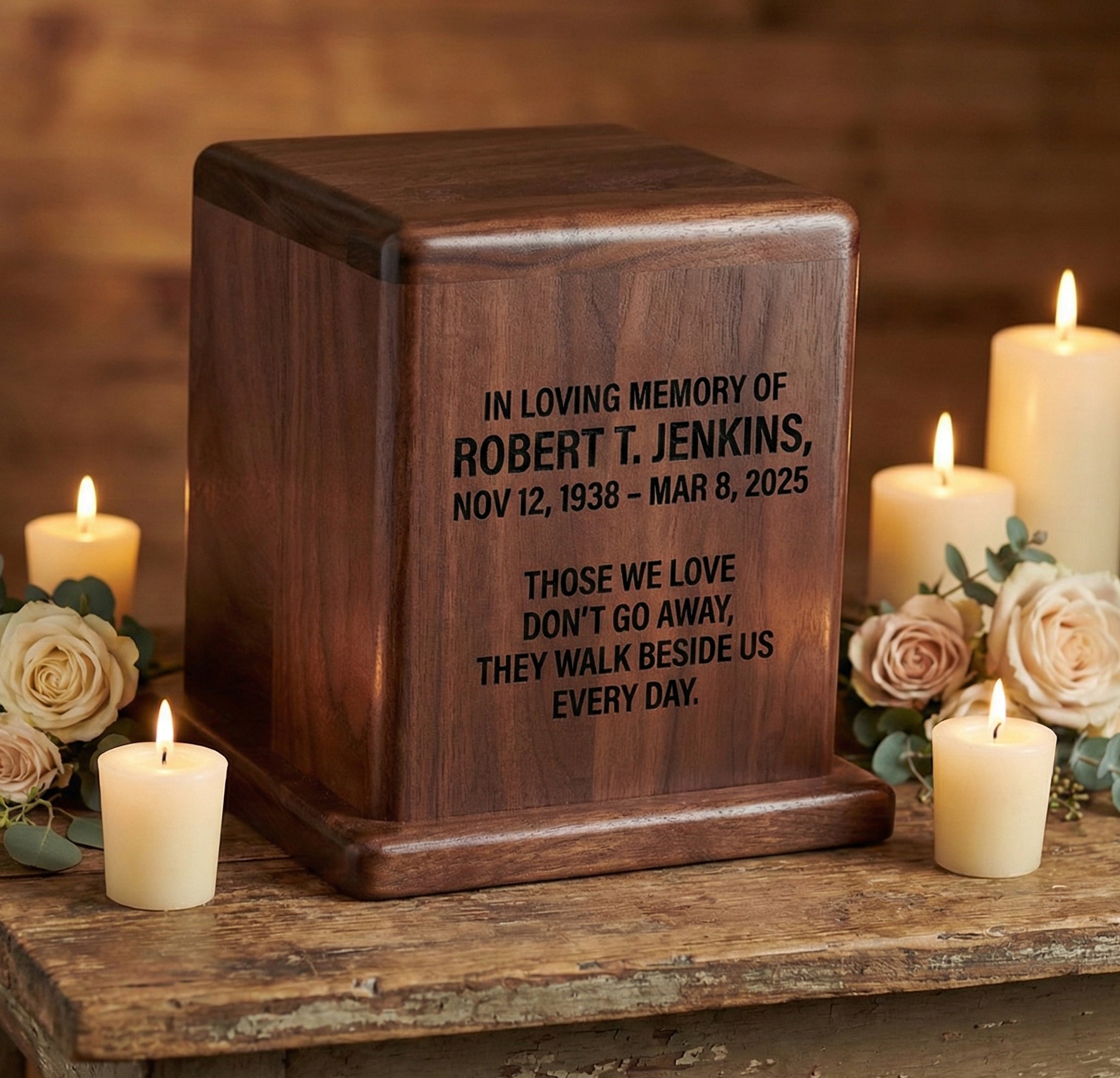 Northern Heritage Urn: Custom Laser Engraved Wooden Cremation Urn | Made in Canada